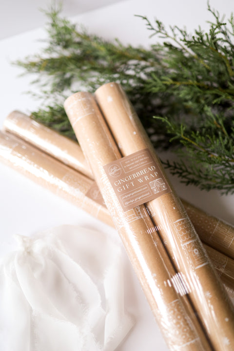 Gingerbread Wrapping Paper, Christmas Wrapping Paper, Gift Paper Roll