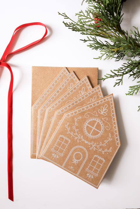 Gingerbread House Greeting Cards - Set of 5